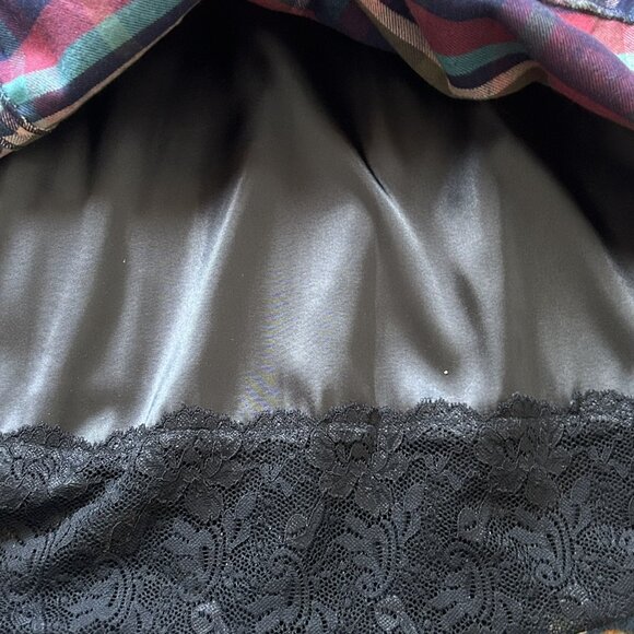 Vtg J. Peterman Cotton Plaid Skirt Midi 16 Petticoat Lace Whimsigoth Seinfeld - Picture 10 of 11